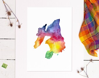 Islay Watercolour Map Print