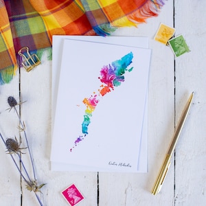 Outer Hebrides Map Greetings Card - Scottish Islands Range
