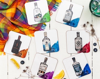 Scottish Gin Coasters Set - Mix & Match Designs