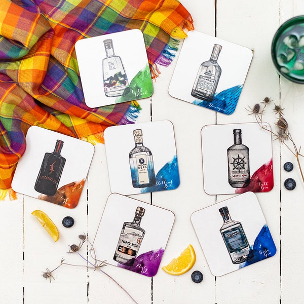 Scottish Gin Coasters Set - Mix & Match Designs
