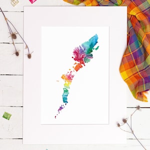 Äußere Hebriden Aquarell Karte Drucken