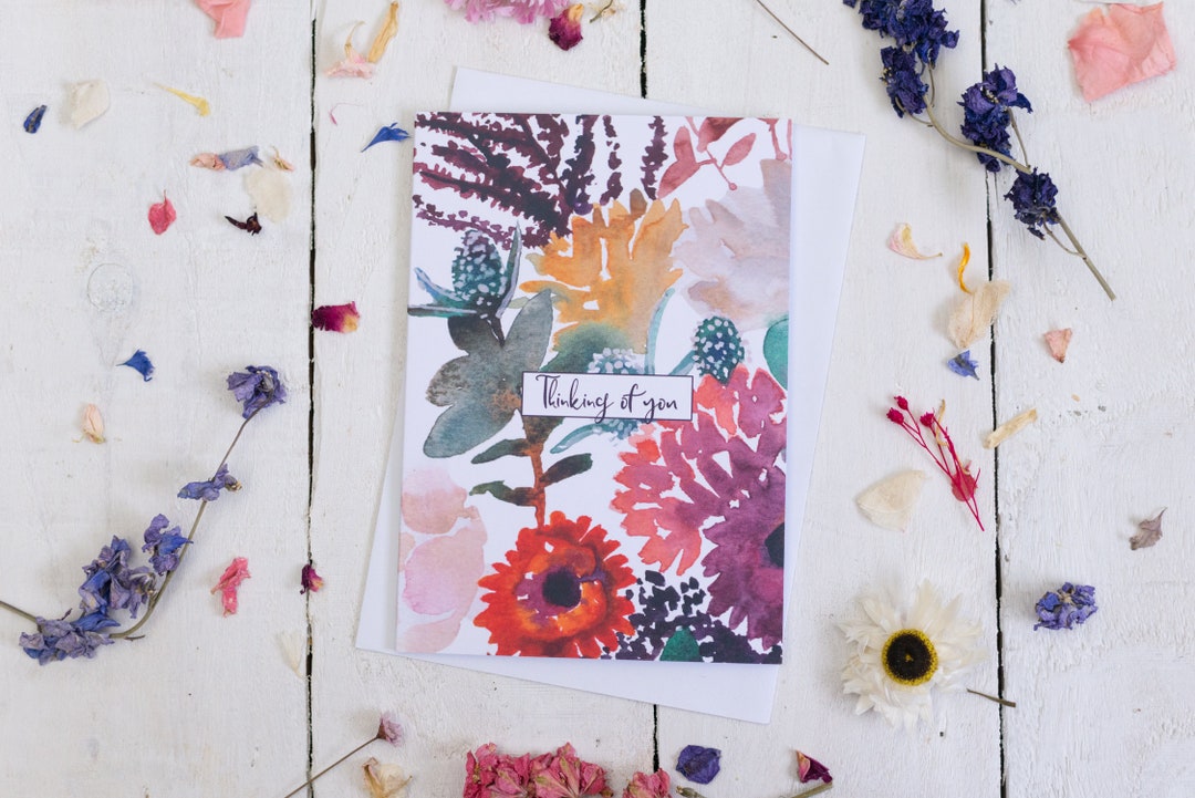 Thinking of You Floral Greetings Card - Etsy