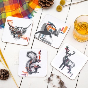 Scottish Animals Coasters (Set of 4)
