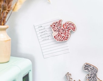Red Squirrel Wooden Magnet