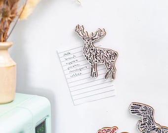 Red Deer Wooden Magnet - Scottish Wildlife Collection | Stag Watercolour Illustration