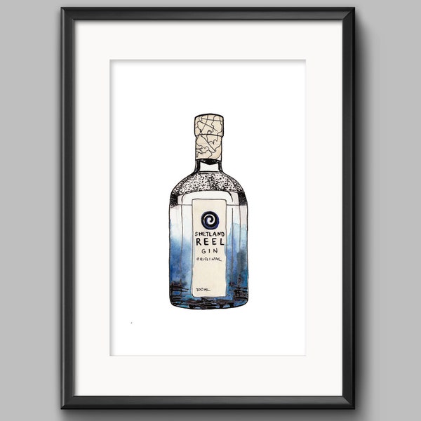 Shetland Reel Gin Bottle Print