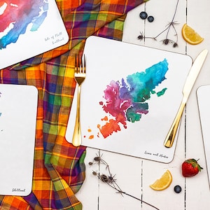 Juego de manteles de mesa con mapa de las islas escocesas Mix & Match