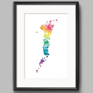 Aquarel kaart Uist, Benbecula & Barra