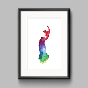 Raasay Map Print  |  Raasay, Skye  |  Rainbow Watercolour Map