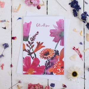 Get Well Soon Floral Greetings Card