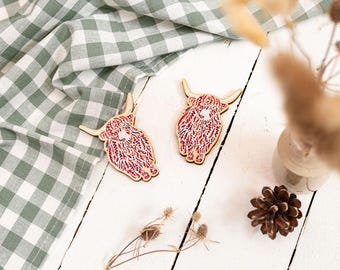 Highland Cow Wooden Magnet