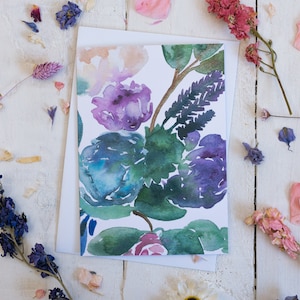 Fleur bleue - Carte de salutation florale