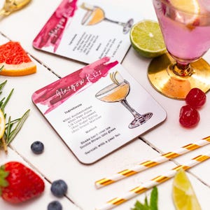 Glasgow Kiss Coaster | Cocktail Recipe Coaster | Whisky Cocktail