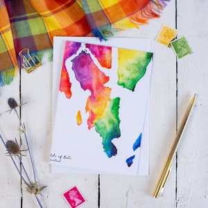 Isle of Bute Map Greetings Card - Scottish Islands Range