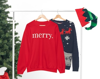 merry - simple minimalist Christmas sweater - holiday wear - Merry Christmas - Unisex Heavy Blend Crewneck Sweatshirt