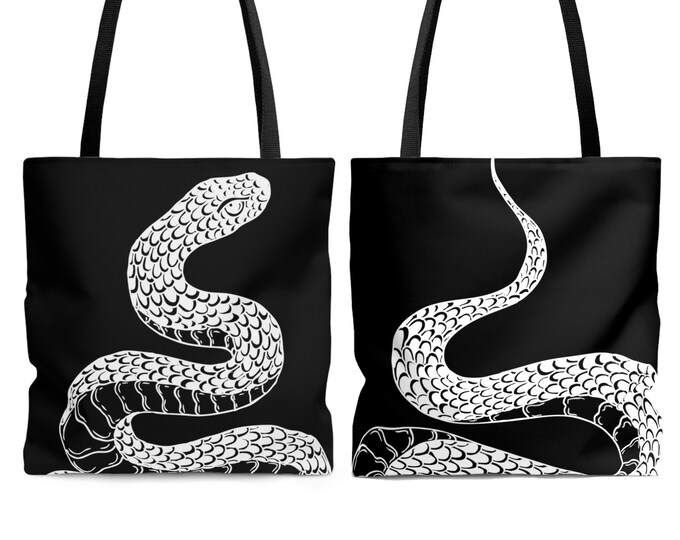 Snake - Reputation Vibes - Minimalist - Goth - Punk - Taylor Swift - Snake Print - AOP Tote Bag