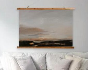 Tapiz de pared bohemio, arte con cubierta de madera y paisaje de pantano natural, decoración rústica para el hogar, regalo único, estética moderna, tapiz colgante
