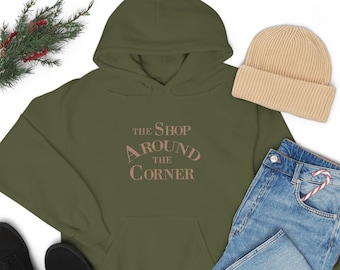 Shop Around the Corner - Military Green - Minimalist - Gift - You've Got Mail - Meg Ryan - Unisex Heavy Blend Hooded Sweatshirt