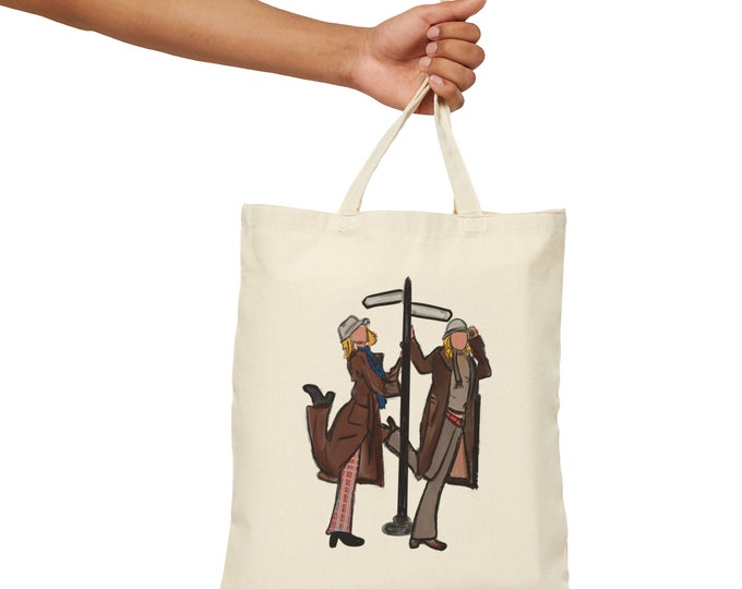 Chasing London - Mary Kate and Ashley Olsen Sketch Twins Cotton Canvas Tote Bag