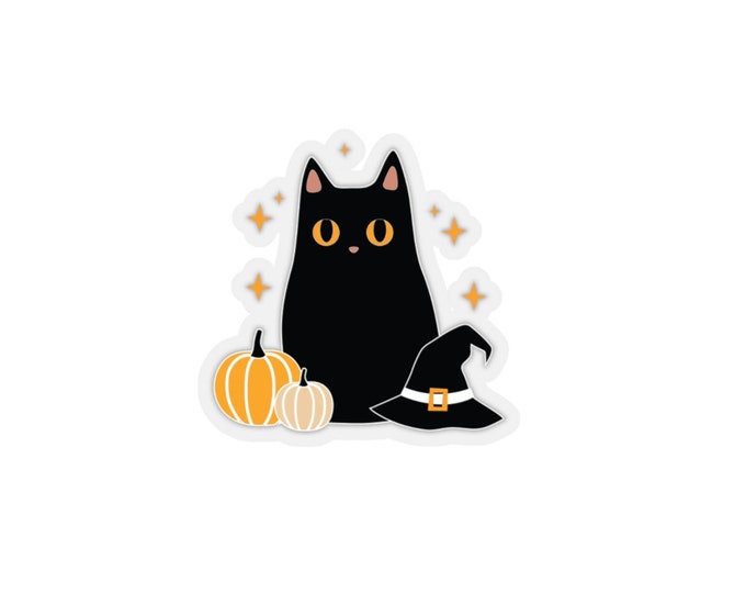 Black Cat - Halloween - Witchy - Cute Spooky Kiss-Cut Stickers
