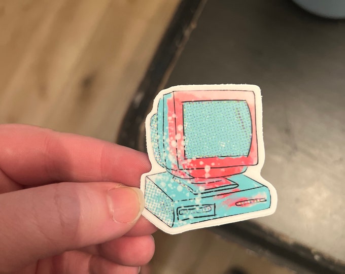 Retro - 90's Box Computer - Old Computer - 1990s - Y2K - Die-Cut Stickers