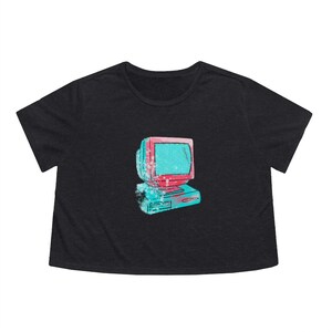 Y2K Computer Graphic Flowy Crop Top – 90s Retro Tee image 2