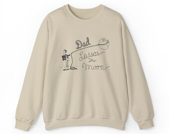 Papá, es una vida maravillosa - George Lassos The Moon - Sketch - Vintage Feel - Sudadera unisex de mezcla pesada con cuello redondo