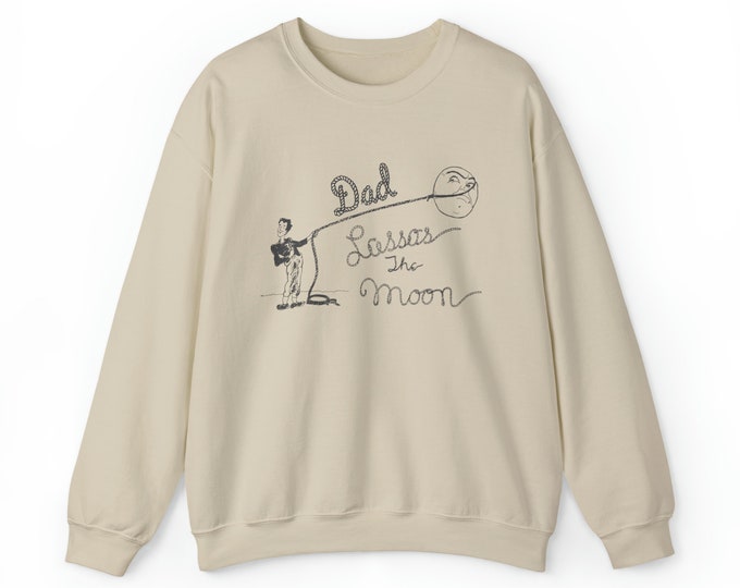 Dad It's A Wonderful Life - George Lassos The Moon - Sketch - Vintage Feel - Unisex Heavy Blend Crewneck Sweatshirt