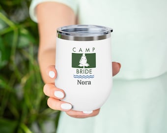 Personalized - CAMP BRIDE - Camp Walden Bachelorette Party Accessories - Parent Trap - 12oz Insulated Wine Tumbler