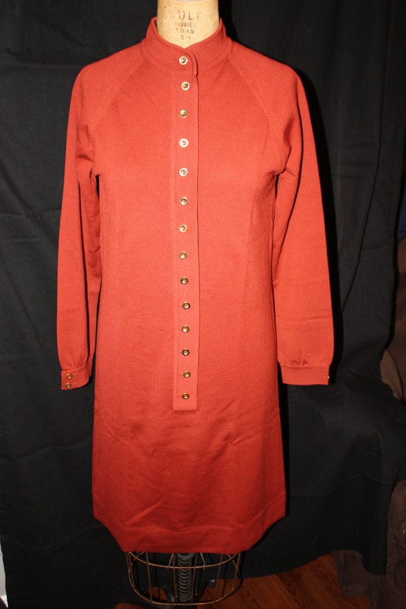 Rust Goldworm Dress with Gold Buttons