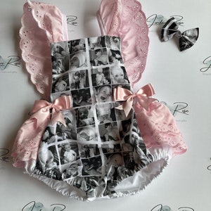 Pink and white frilly bum photo romper