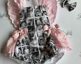 Pink and white frilly bum photo romper