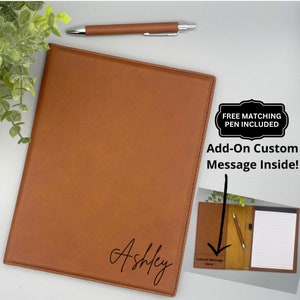 Custom Engraved Leather Portfolio With Pen, Gifts For Him Or Her, Notebook Journal, Personalized Gift, Graduation Gifts, Corporate Gifts