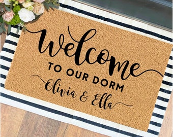 Dorm Doormat | Personalized Doormat | College Girls Dorm Decor | Custom Welcome To Our Dorm | Gift for Girls | Personalized Gifts | Door Mat