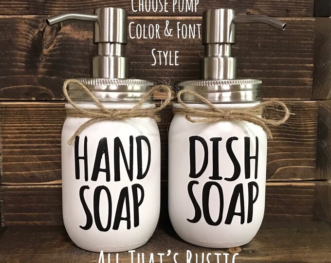 Hand Soap and Dish Soap Set Dish Soap Jar Hand Soap Jar Etsy