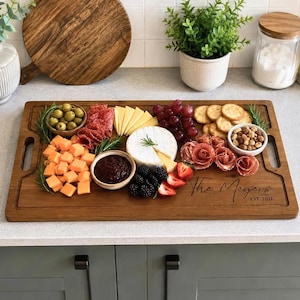 Large Charcuterie Board, Personalized Housewarming Gift, Custom Cutting Board, Wedding Gift for Couple, New Home Gifts, Party Host Food Tray