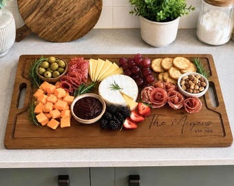 Large Charcuterie Board, Personalized Housewarming Gift, Custom Cutting Board, Wedding Gift for Couple, New Home Gifts, Party Host Food Tray
