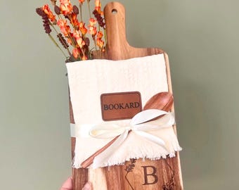 Personalized Fall Home Decor, Kitchen Set, Cutting Board, Holiday Cooking Gifts, Housewarming Gift, Custom Tea Towel, Bundle Gifts for Her