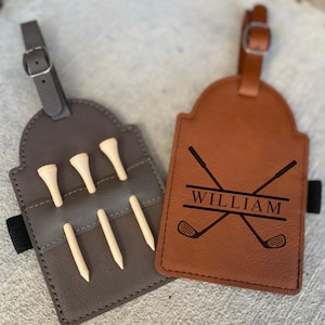 Custom Golf Bag Tag with Tees, Gift for Him, Golf Gift for Men, Personalized Gifts, Golf Bag Tag, Golf Tee Holder, Groomsmen Gifts, Dad Gift