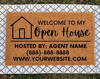 Realtor Open House Doormat | Open House Mat | Open House Doormat | Business Doormat | Real Estate Gift | Realtor Gift | Business Logo | Mat