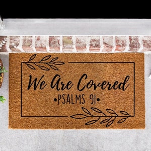 Estamos cubiertos Salmos 91, Salmos 91, Regalos Religiosos, Tapete de Puerta, Tapete de Bienvenida, Cristiano, Regalo de Bienvenida, Salmos 91 Doormat, Inspirador