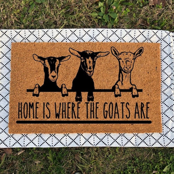 Home Is Where The Goats Are Doormat, Home Is Where The Goats Are, Goat Gifts, Goat Lover, Farmhouse Decor, Door Mat, Funny Door Mat, Doormat