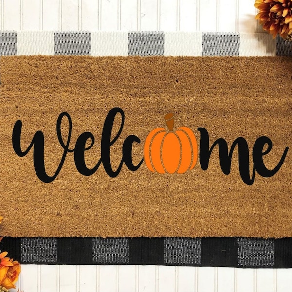 Cute Pumpkin Door Mat, Welcome Pumpkin Door Mat, Welcome Mat, Pumpkins, Pumpkin Doormat, Door Mat, Fall Decor, Fall Door Mat,Fall Home Decor