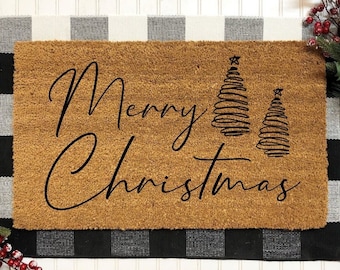 Merry Christmas Tree Door Mat, Merry Christmas Doormat, Christmas Door Mat, Christmas Decor, Doormat, Christmas Mat, Welcome Mat, Christmas