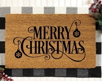 Merry Christmas Ornament Doormat, Christmas Doormat, Merry Christmas Doormat, Christmas Decor, Christmas Decoration, Christmas Gift, Doormat