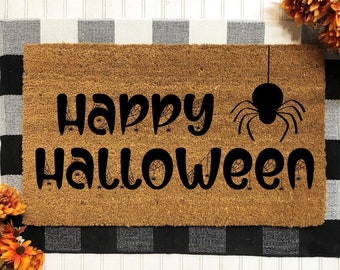 Spooky Happy Halloween Door Mat | Halloween Decor | Halloween Decoration | Halloween Doormat | Fall Decor | Happy Halloween | Fall Outdoor