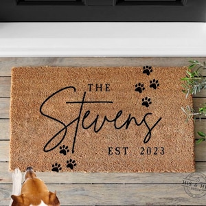Dog Custom Doormat | Welcome Mat | Pet Lover Gifts | Housewarming Gift | Wedding Gift | Paws Door Mat | Personalized Decor | Outdoor Home