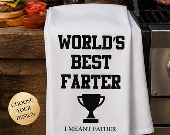 Personalized Grilling Gifts for Him, Father's Day Gift, Custom Towel for Dad, BBQ Grilling Towel, Gift for Grandpa, World's Best Farter