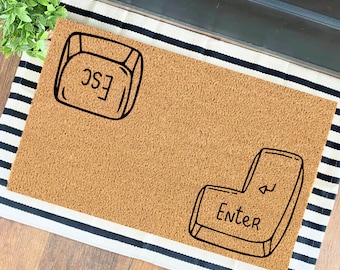 Enter And Esc Keyboard Keys Mat | Gamer Doormat | Indoor/ Outdoor Mats | Home Decor | Porch Decor | Funny Doormat | Keyboard |