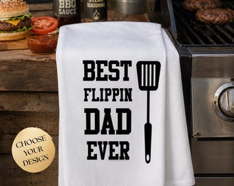 Personalized Grilling Gifts for Him, Father's Day Gift, Custom Towel for Dad, BBQ Grilling Towel, Gift for Grandpa, Best Flippin' Dad